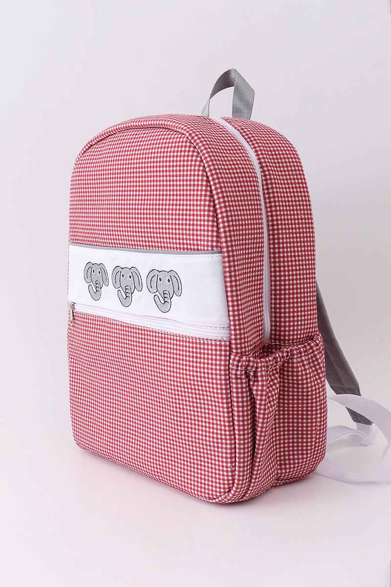 Red Alabama embroidery gingham backpack - Abbies Place