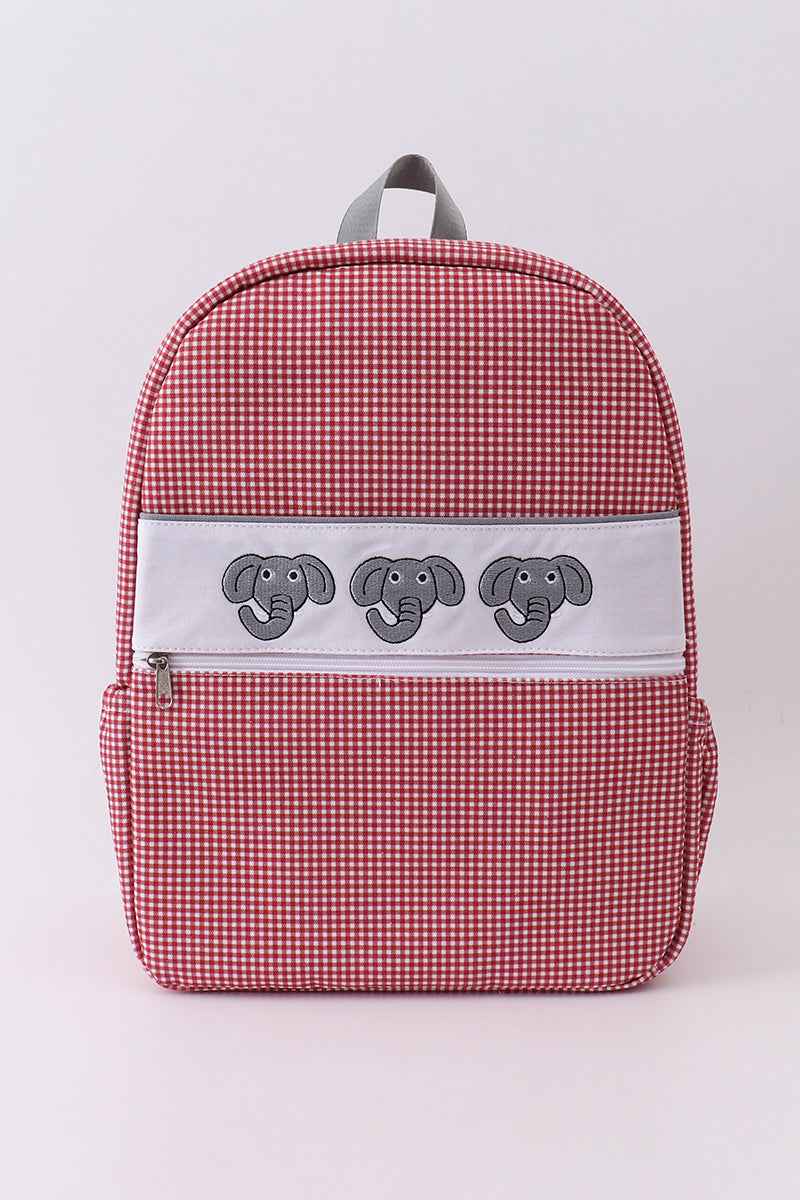 Red Alabama embroidery gingham backpack - Abbies Place