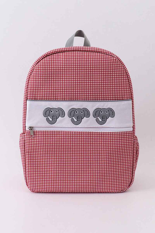 Red Alabama embroidery gingham backpack - Abbies Place