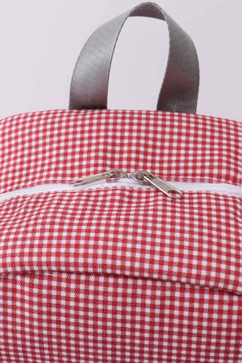 Red Alabama embroidery gingham backpack - Abbies Place