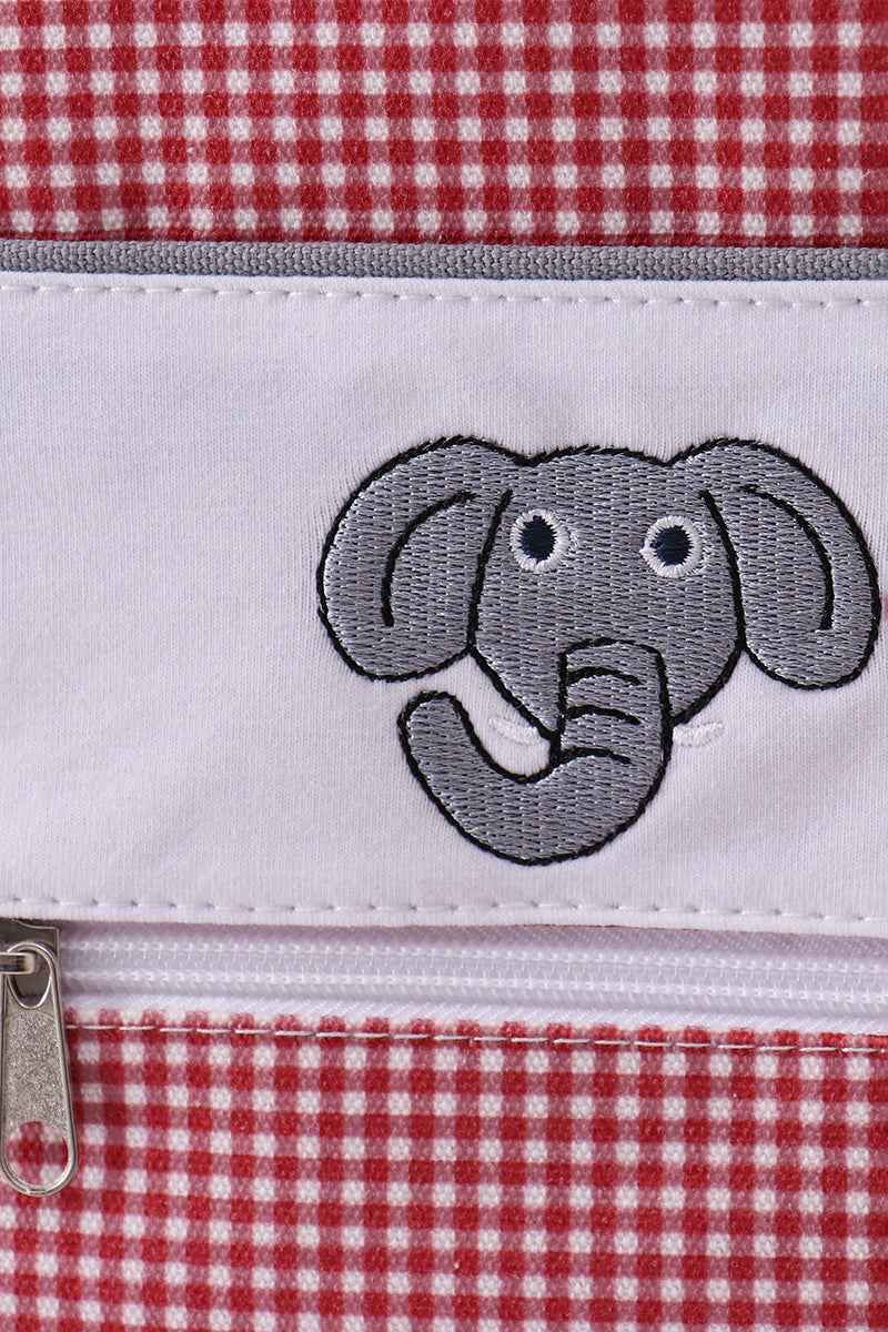 Red Alabama embroidery gingham backpack - Abbies Place
