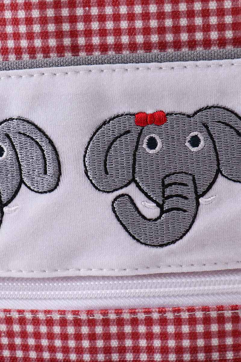 Red Alabama embroidery gingham ruffle backpack - Abbies Place