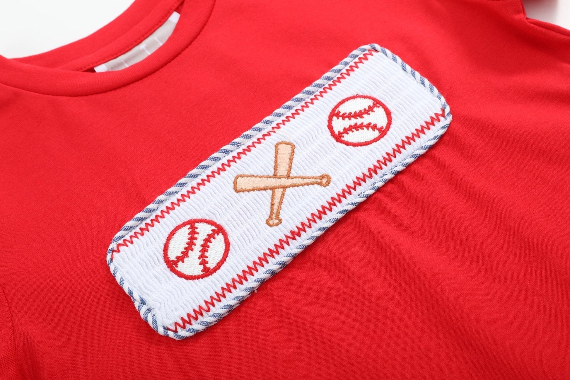 Red and Blue Baseball Smocked Shirt and Shorts Set - Abbies Place