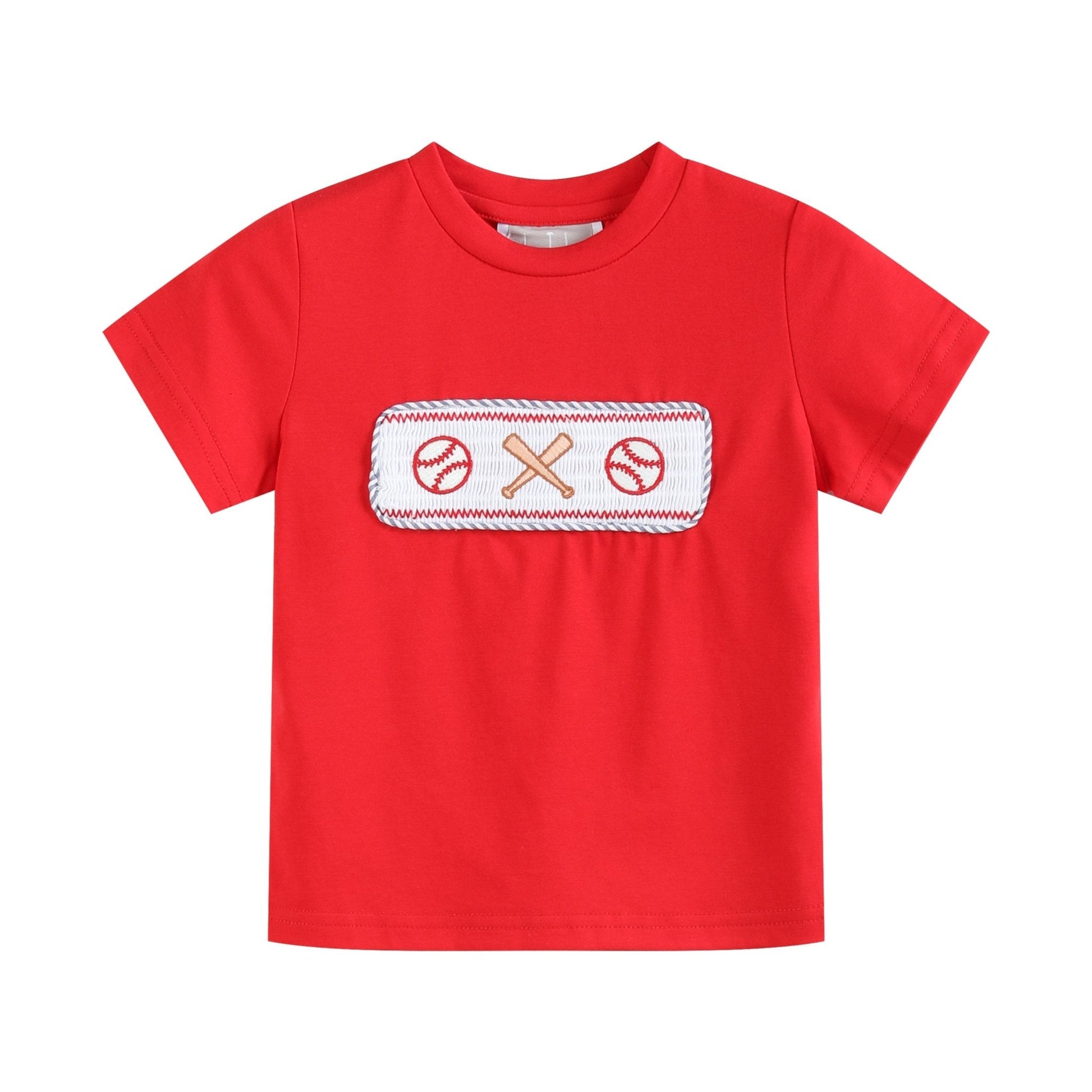 Red and Blue Baseball Smocked Shirt and Shorts Set - Abbies Place