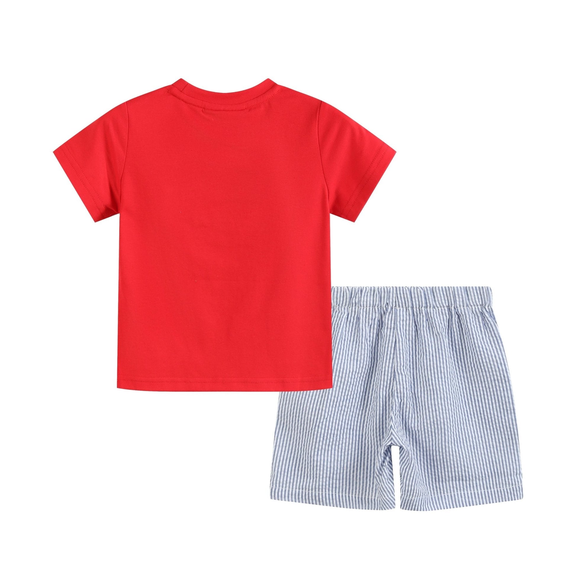 Red and Blue Baseball Smocked Shirt and Shorts Set - Abbies Place