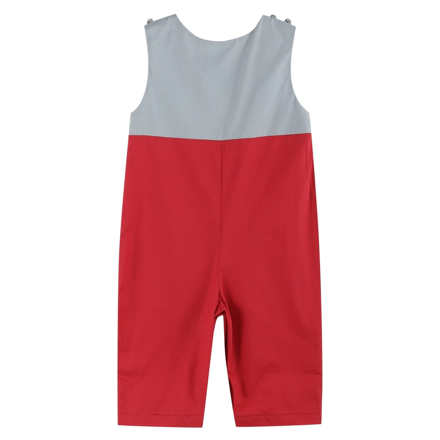 Red and Gray Football Smocked Overalls - Abbies Place