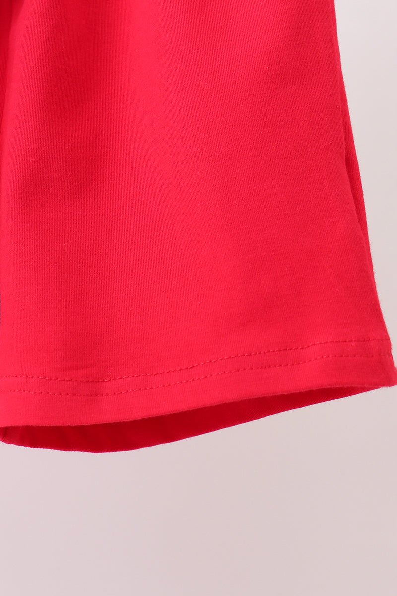 Red apple embroidery shorts set - Abbies Place