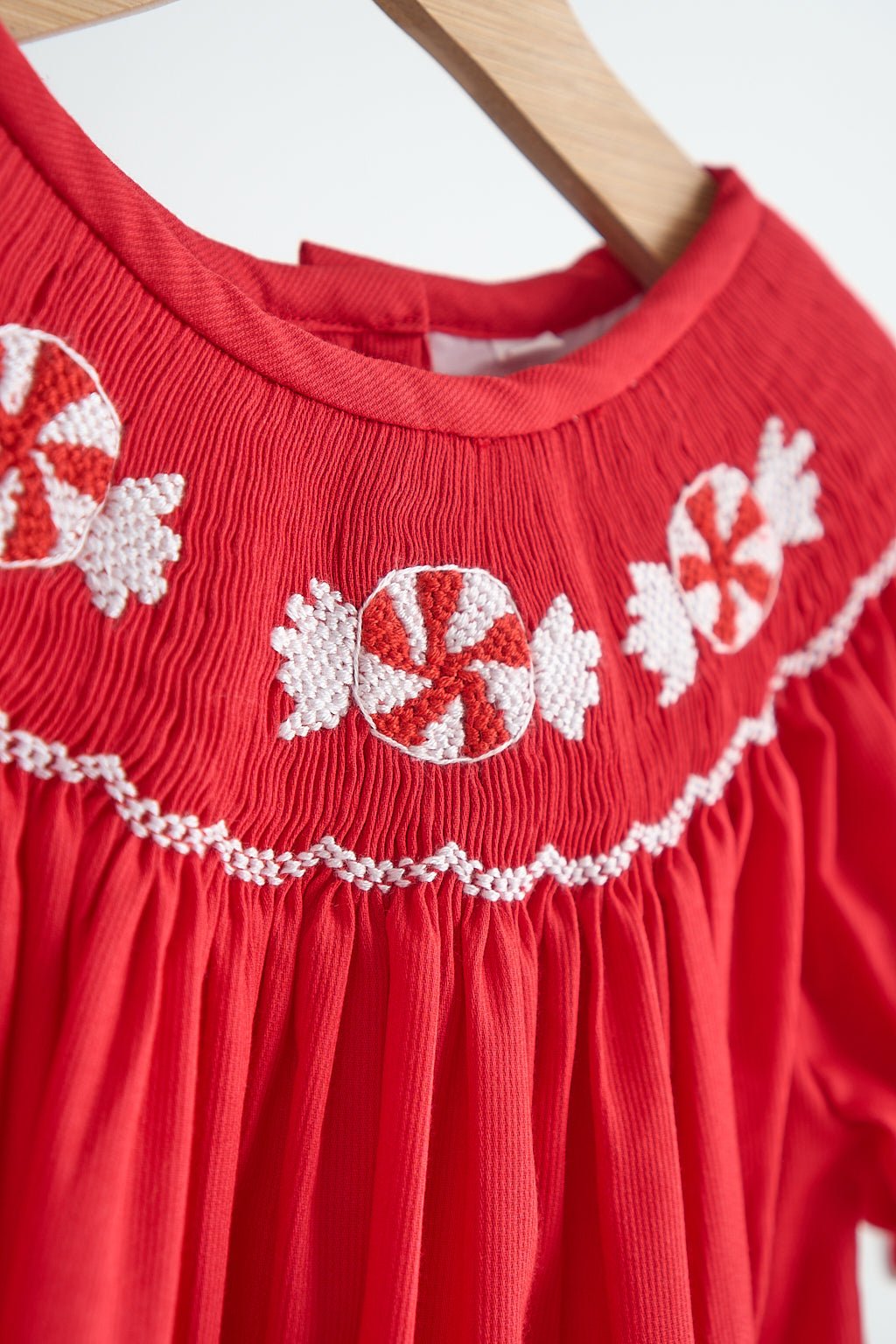 Red candy hand smocked dress - Abbies Place