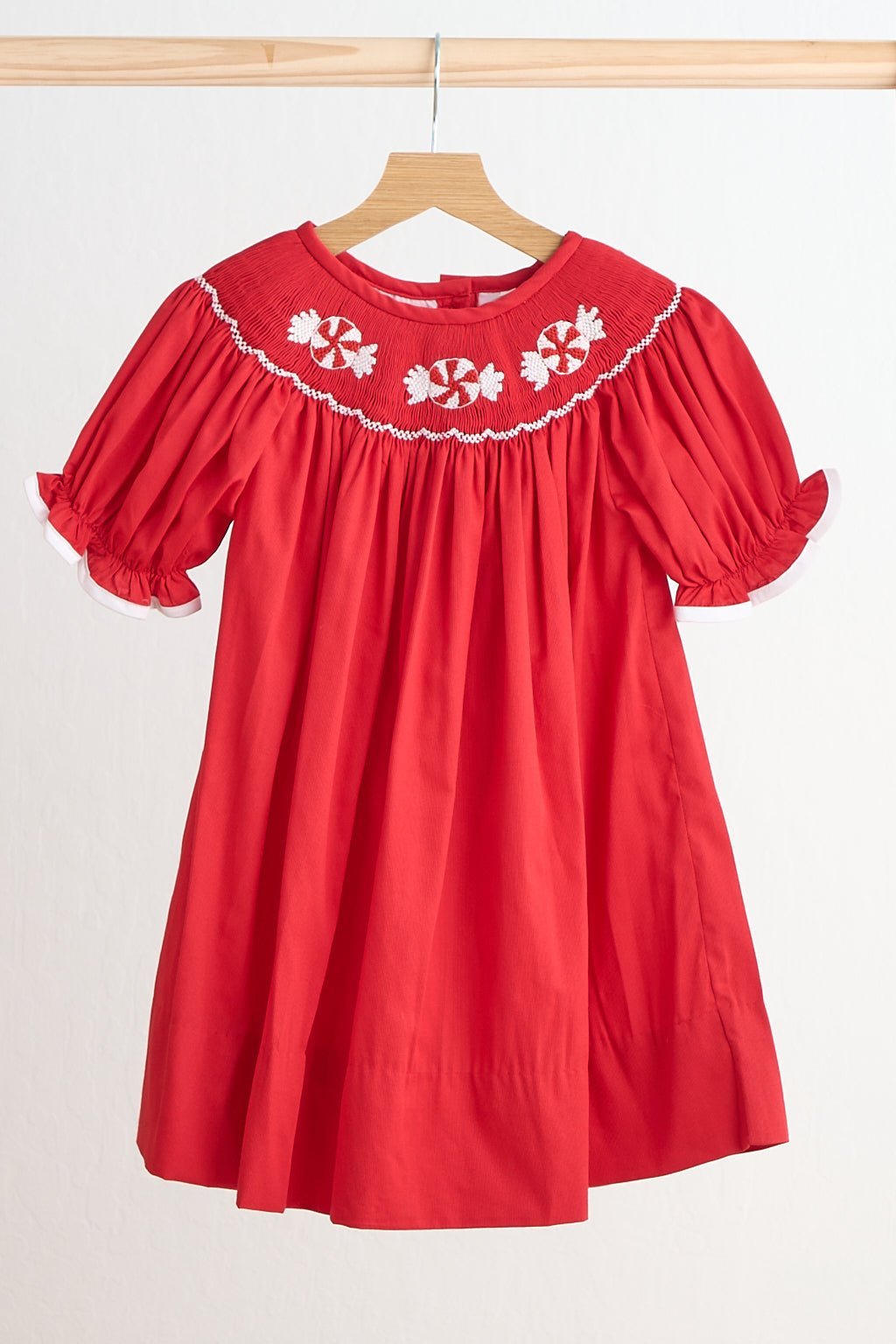 Red candy hand smocked dress - Abbies Place