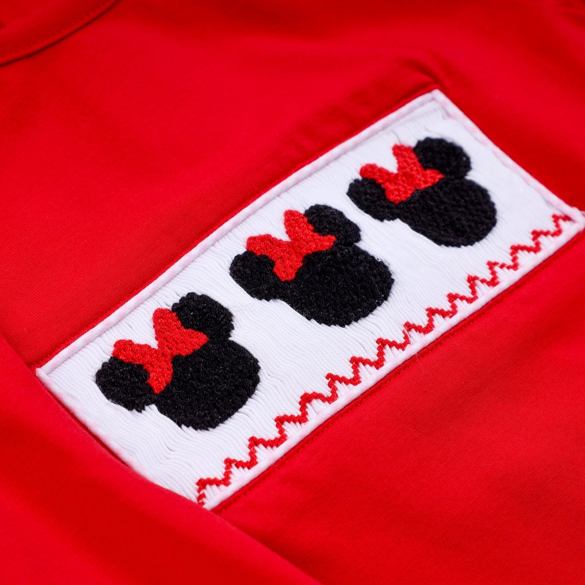 Red character hand smocked bubble - Abbies Place