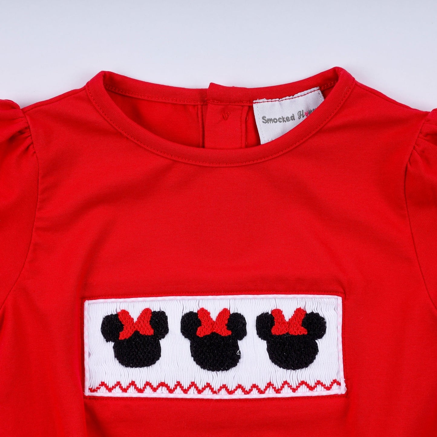 Red character hand smocked bubble - Abbies Place