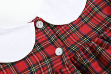 Load image into Gallery viewer, Red Christmas Plaid Colllared Ruffle Dress
