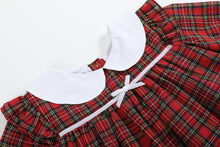 Load image into Gallery viewer, Red Christmas Plaid Colllared Ruffle Dress
