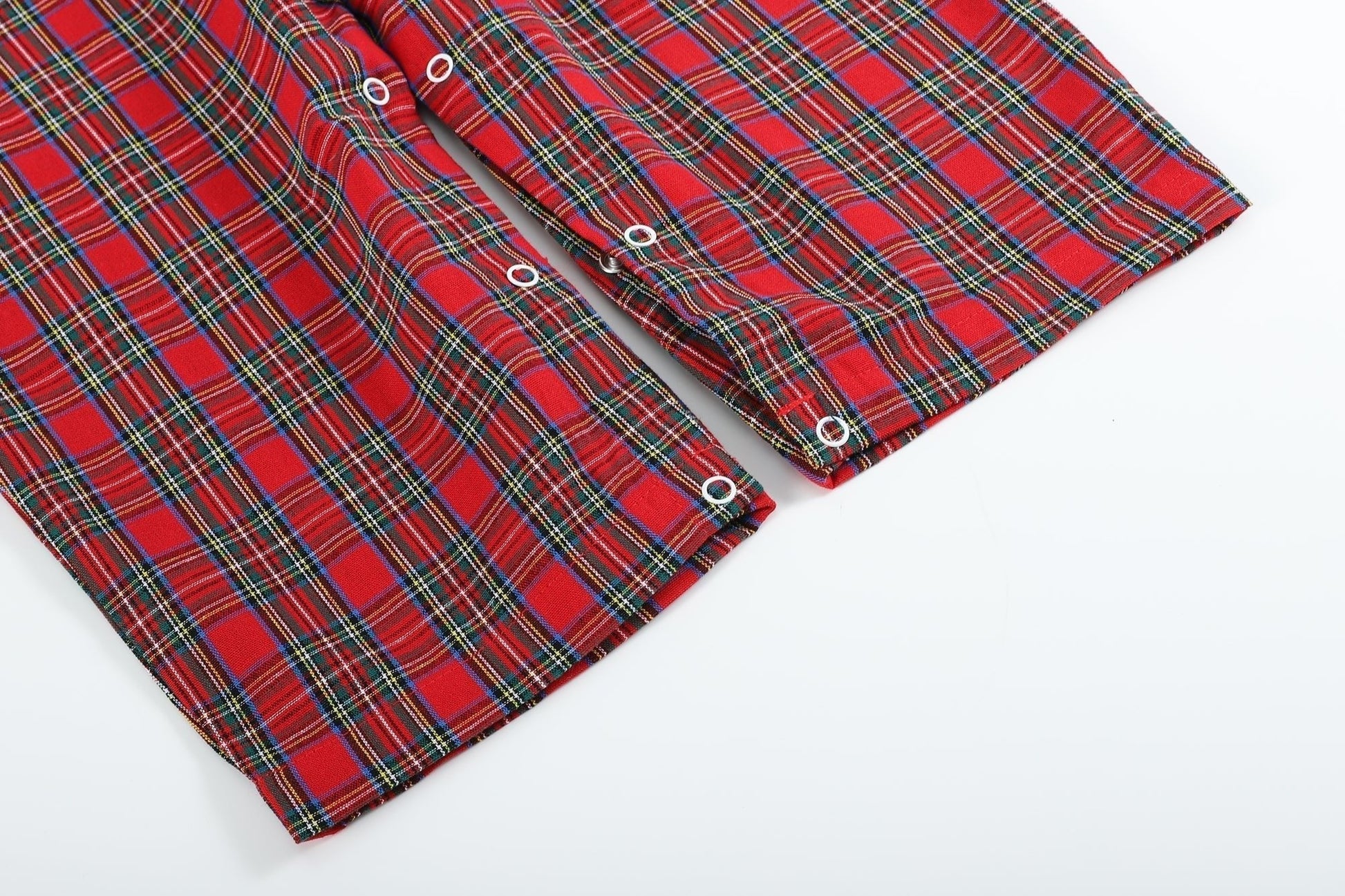 Red Christmas Plaid Santa Yoke Overalls - Abbies Place