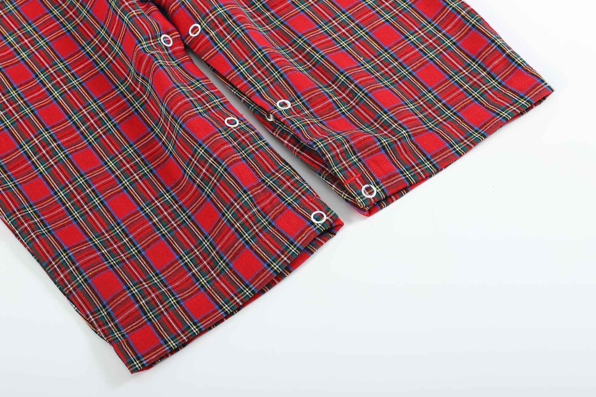 Red Christmas Plaid Santa Yoke Overalls - Abbies Place