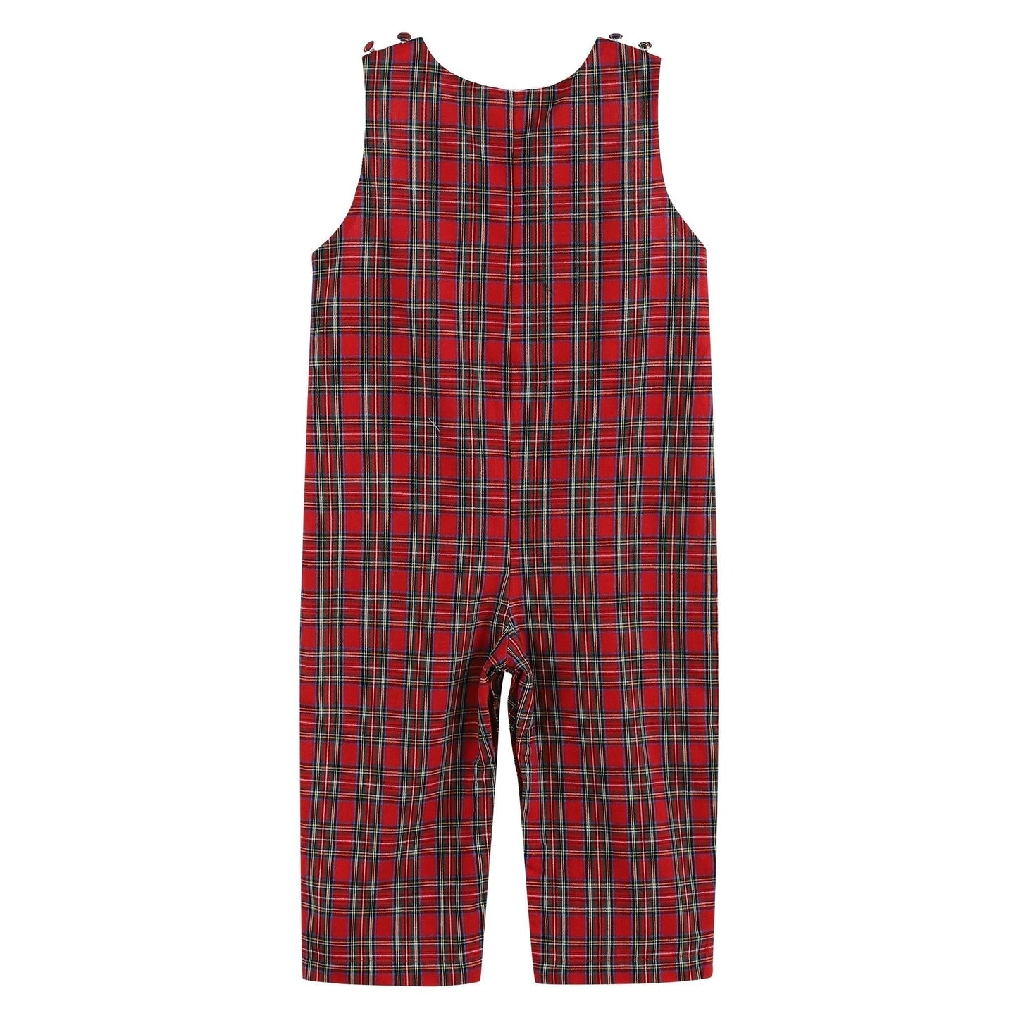 Red Christmas Plaid Santa Yoke Overalls - Abbies Place