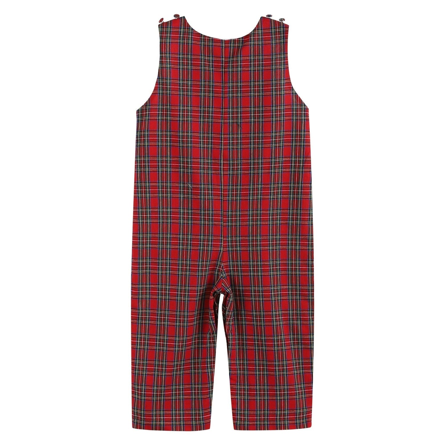 Red Christmas Plaid Santa Yoke Overalls - Abbies Place