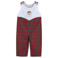 Red Christmas Plaid Santa Yoke Overalls