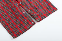 Load image into Gallery viewer, Red Christmas Plaid Santa Yoke Overalls

