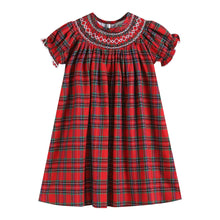 Load image into Gallery viewer, Red Christmas Plaid Smocked Bishop Dress
