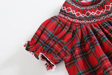 Load image into Gallery viewer, Red Christmas Plaid Smocked Bishop Dress
