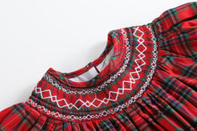 Load image into Gallery viewer, Red Christmas Plaid Smocked Bishop Dress
