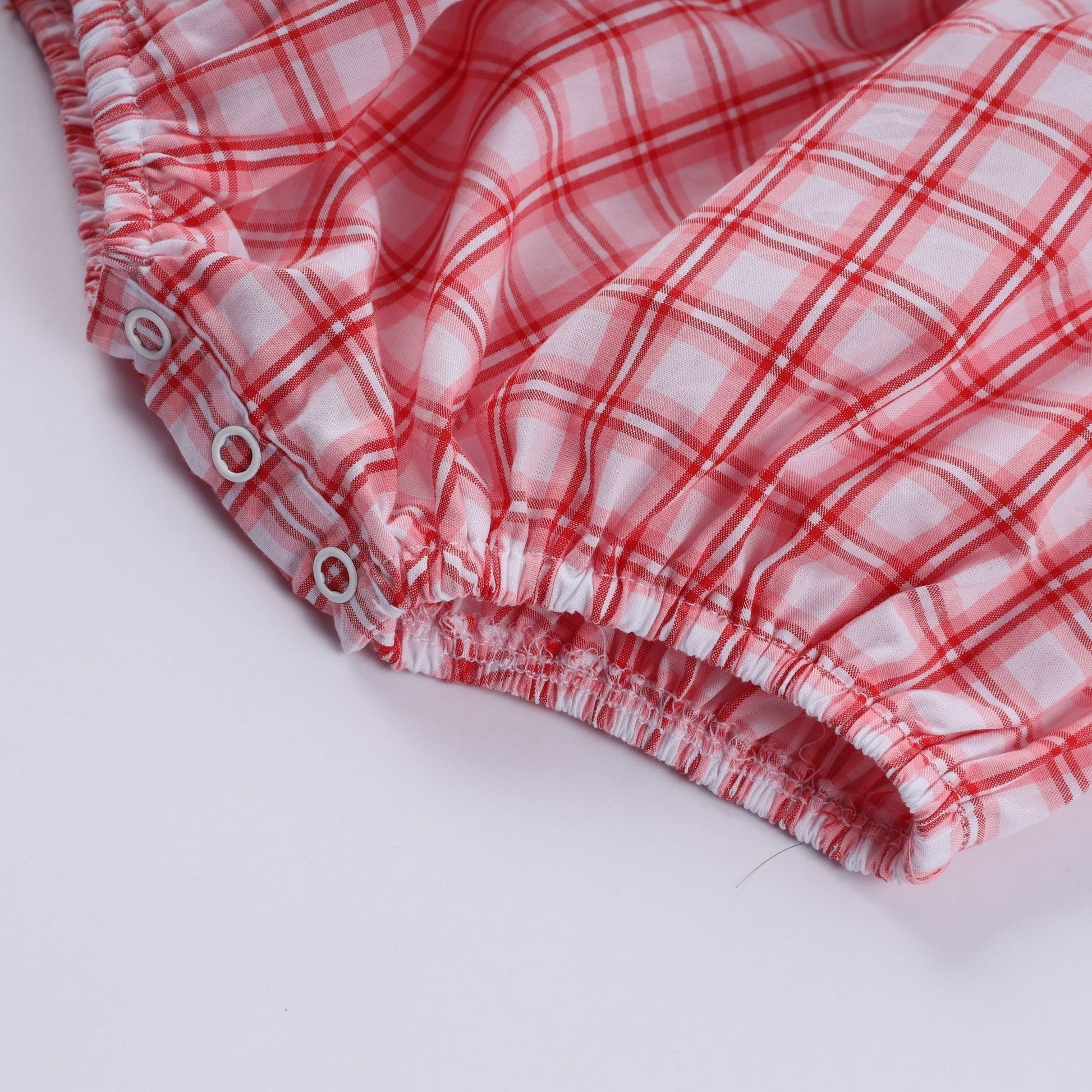 Red christmas santa claus hand smocked plaid bubble - Abbies Place