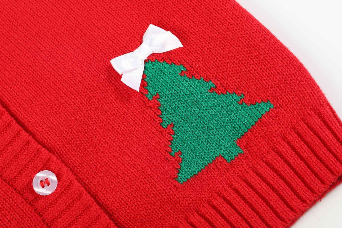 Red Christmas Tree Knit Cardigan - Abbies Place