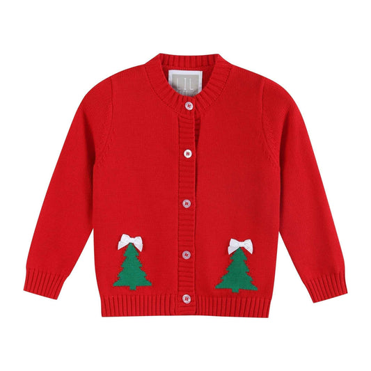 Red Christmas Tree Knit Cardigan - Abbies Place