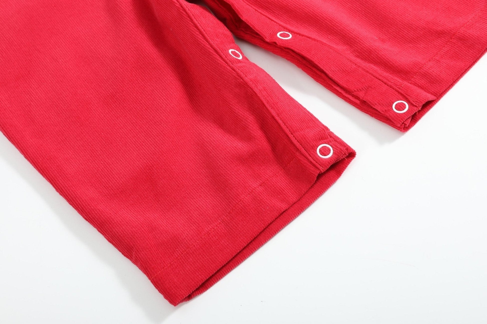 Red Corduroy Mistletoe Smocked Overalls - Abbies Place