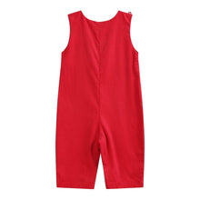 Load image into Gallery viewer, Red Corduroy Mistletoe Smocked Overalls
