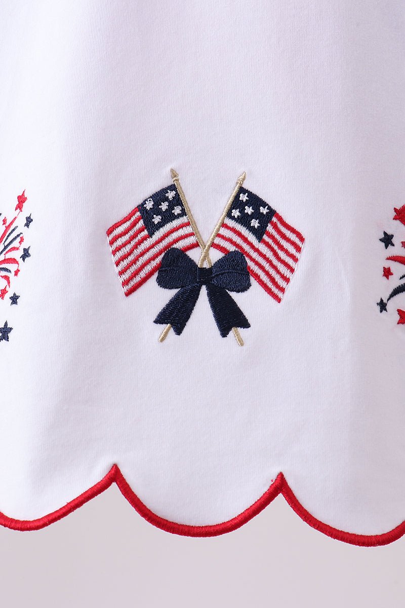 Red flag fireworks embroidery ruffle bloomer set - Abbies Place
