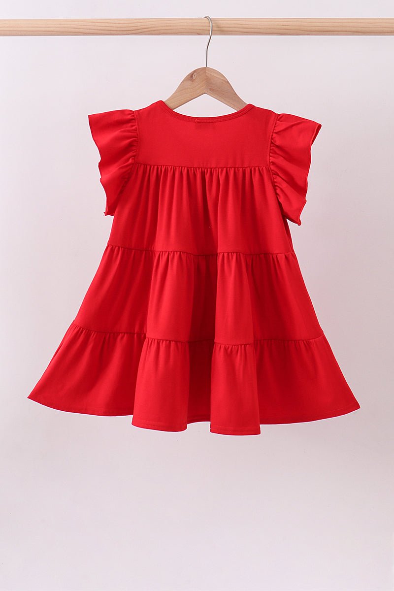 Red flag sequin tiered ruffle dress - Abbies Place