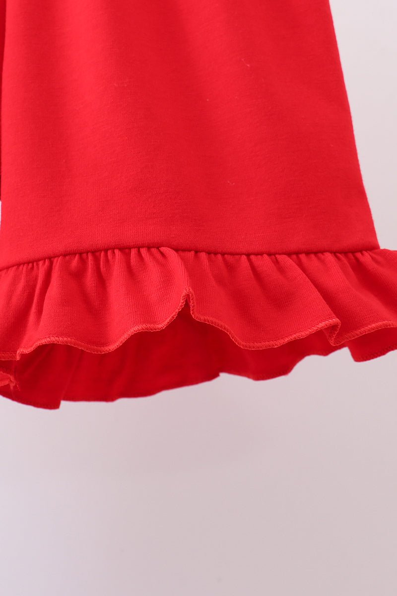 Red flag smocked stripe ruffle shorts set - Abbies Place