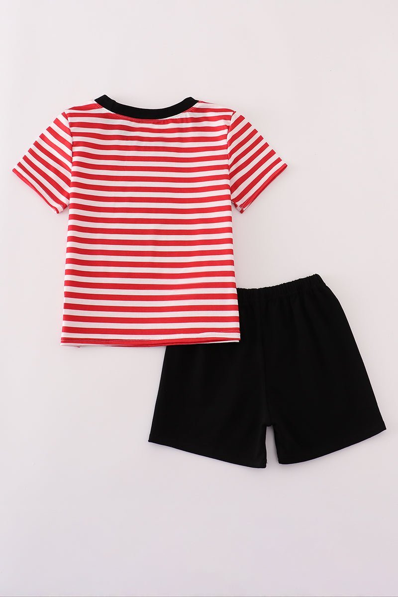 Red Georgia bulldog sequin stripe shorts set - Abbies Place