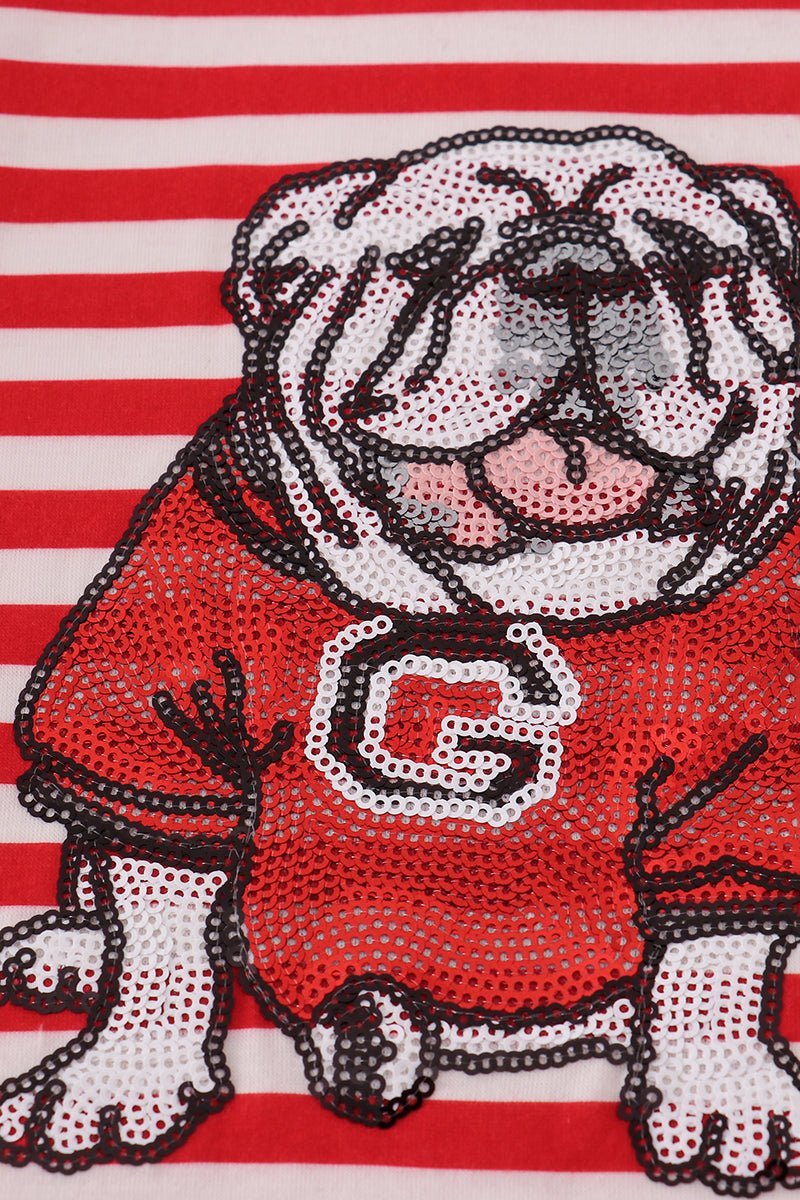 Red Georgia bulldog sequin stripe shorts set - Abbies Place