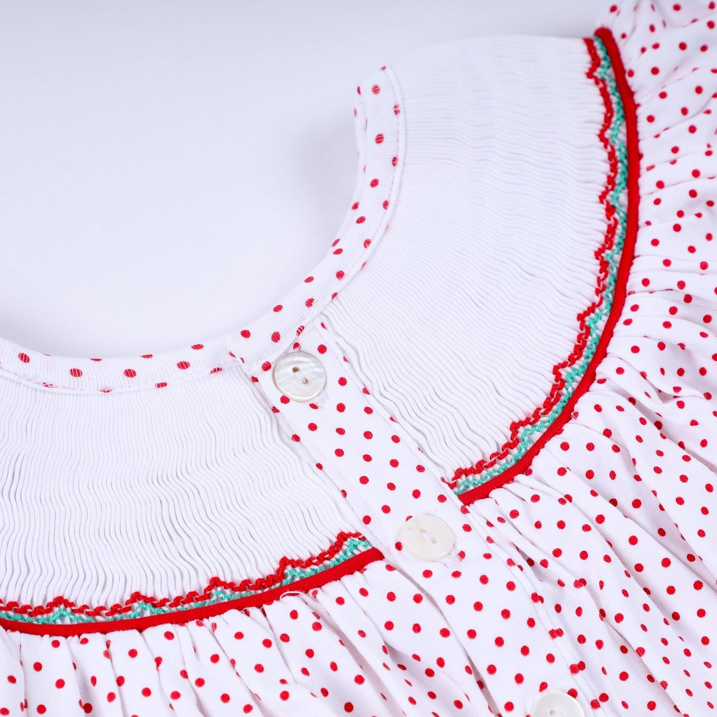 Red gingerbread hand smocked bubble - Abbies Place