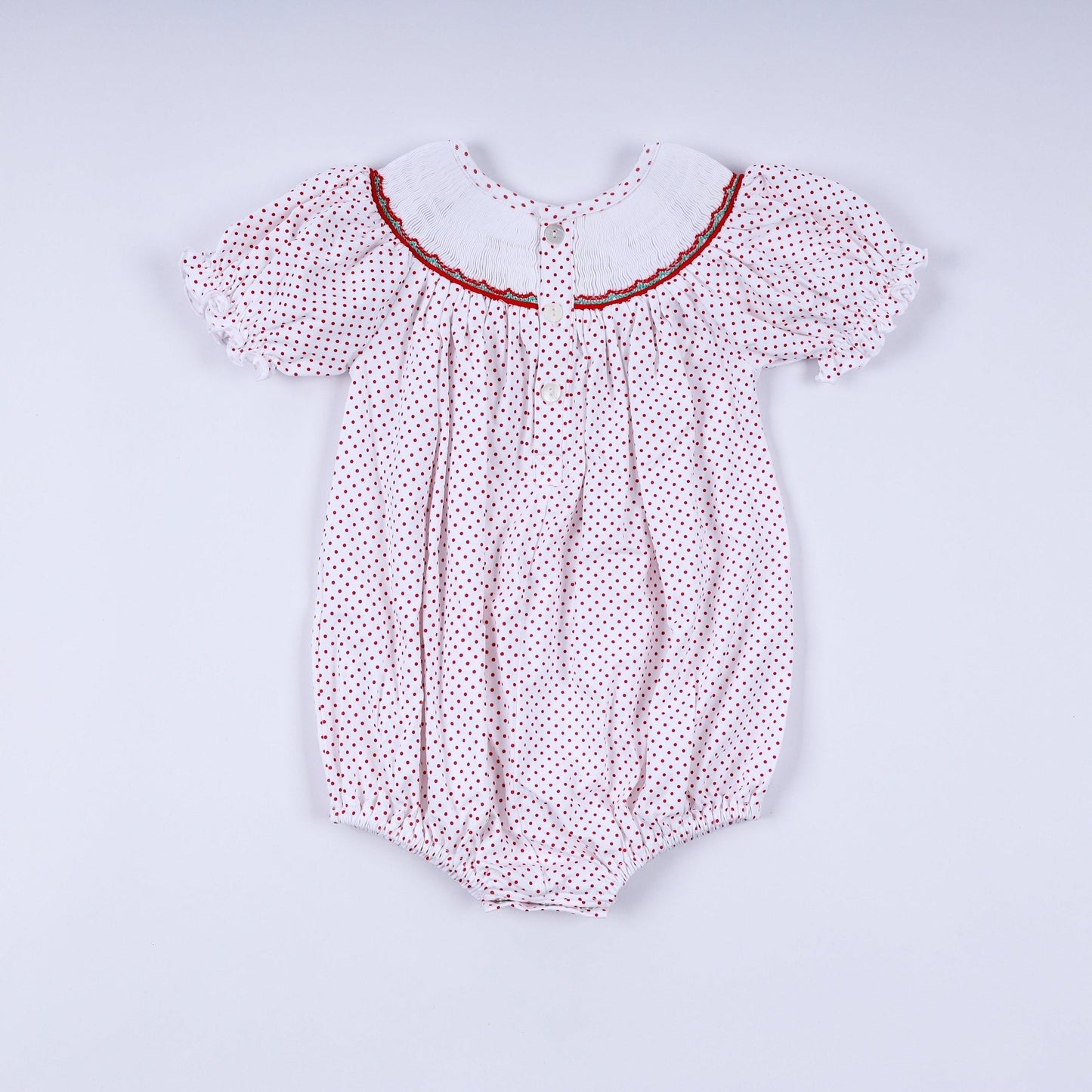 Red gingerbread hand smocked bubble - Abbies Place