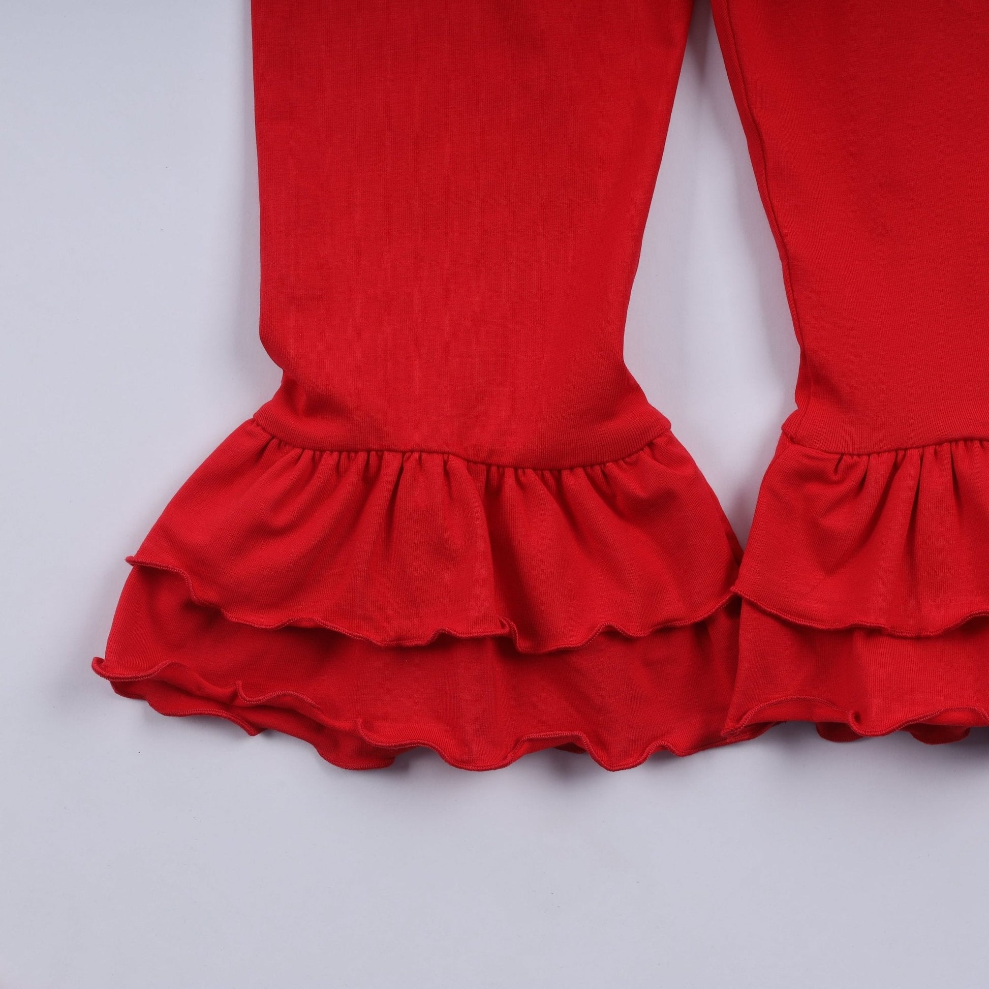 Red gingerbread hand smocked ruffle pants set - Abbies Place