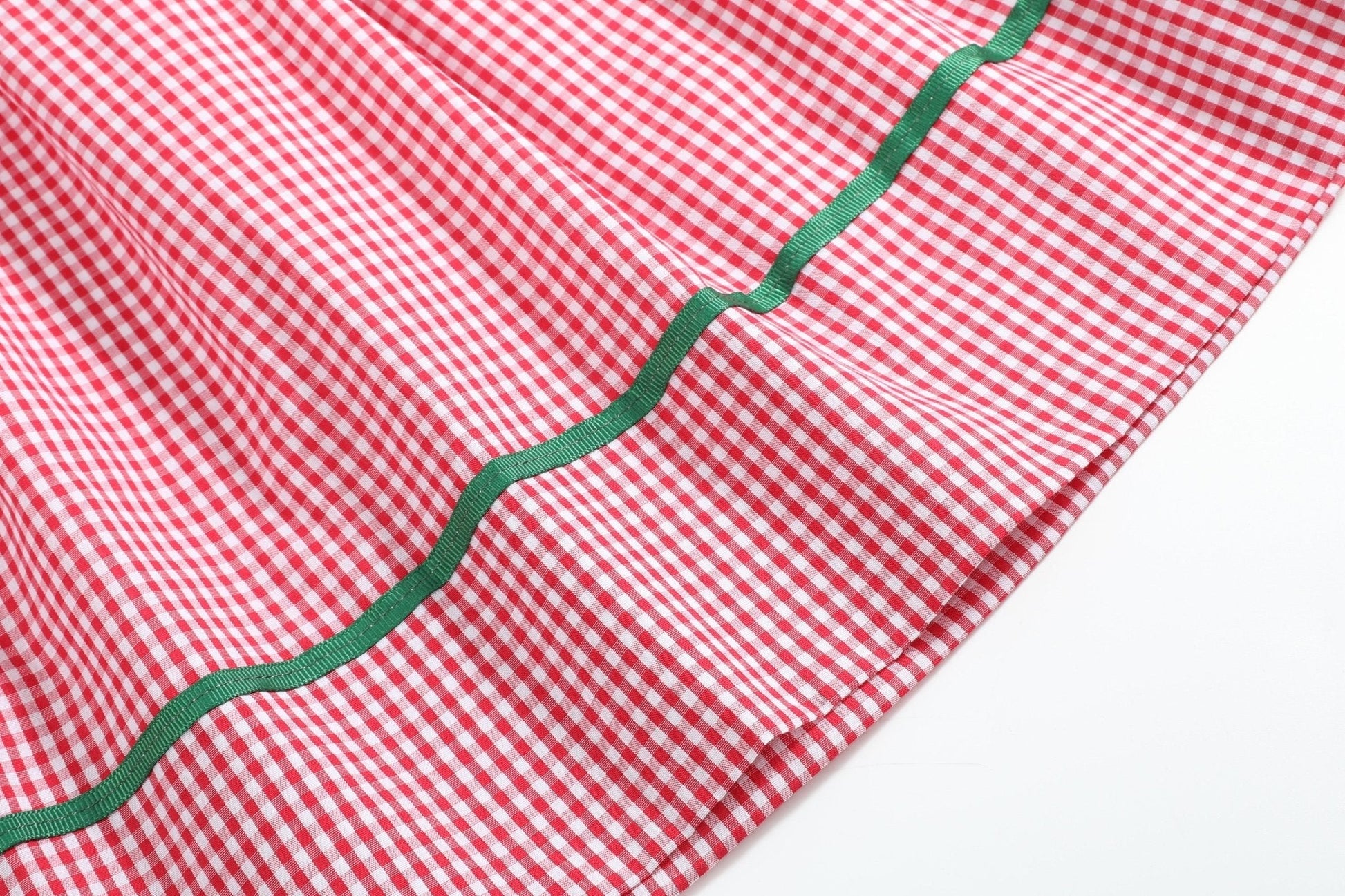 Red Gingham Apple Smocked Bishop Dress - Abbies Place