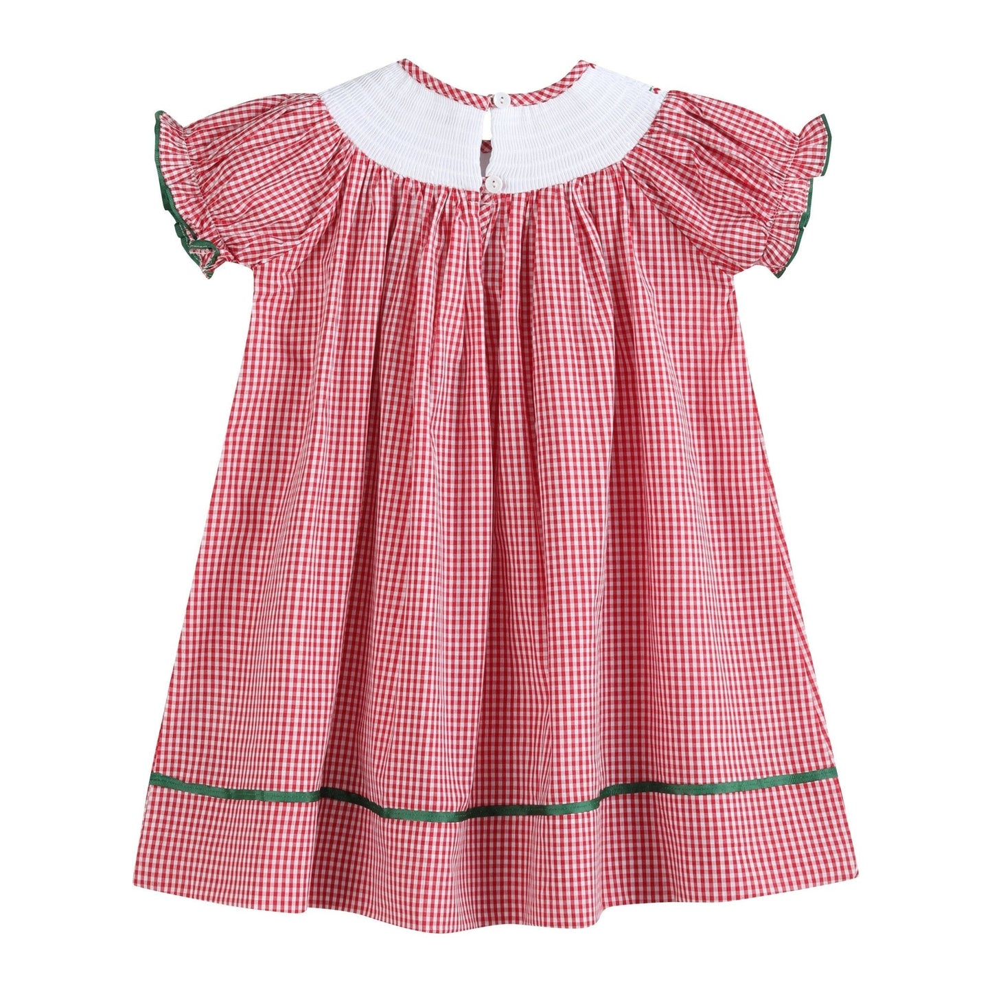 Red Gingham Apple Smocked Bishop Dress - Abbies Place