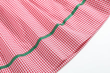 Load image into Gallery viewer, Red Gingham Apple Smocked Bishop Dress
