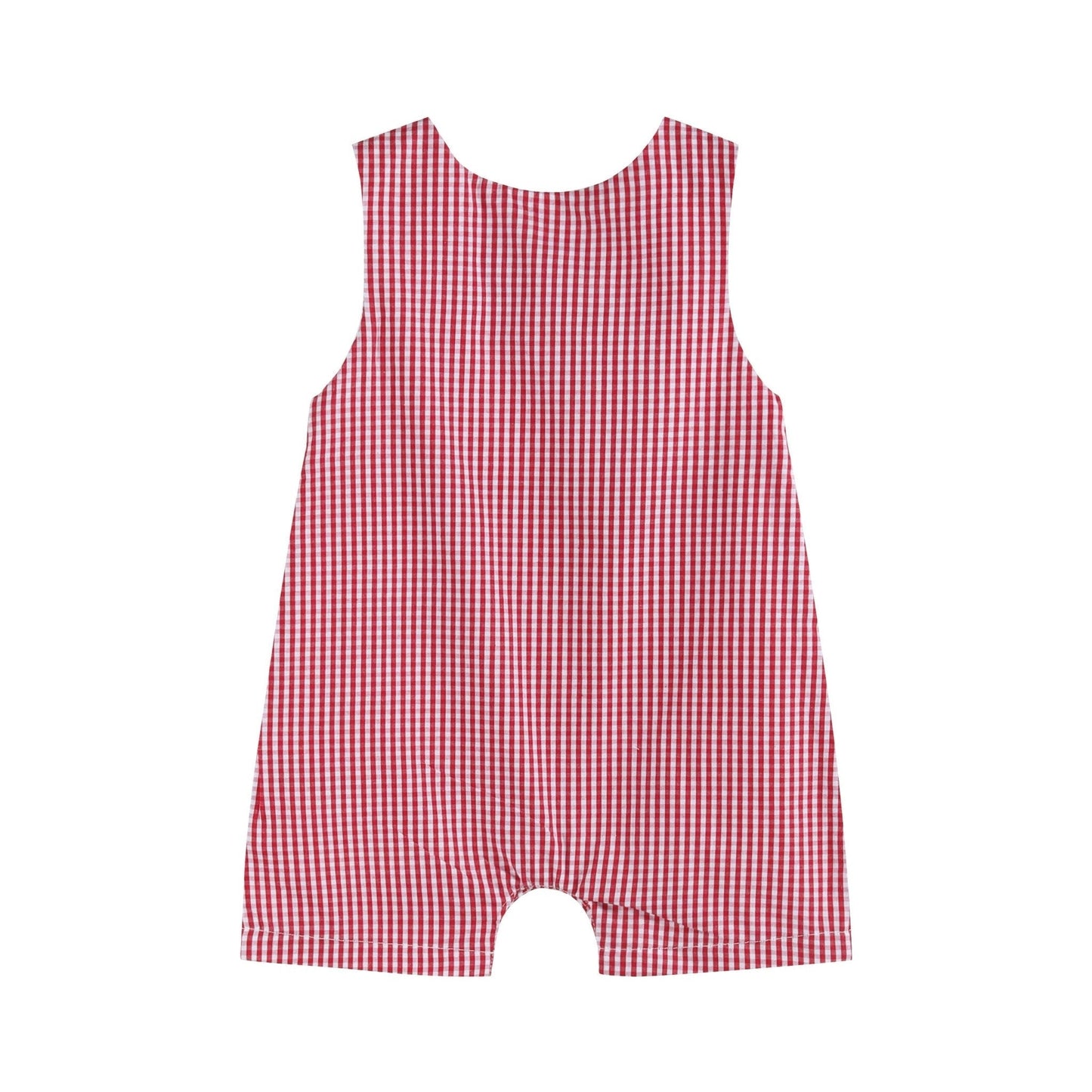 Red Gingham Baseball Smocked Shortalls - Abbies Place