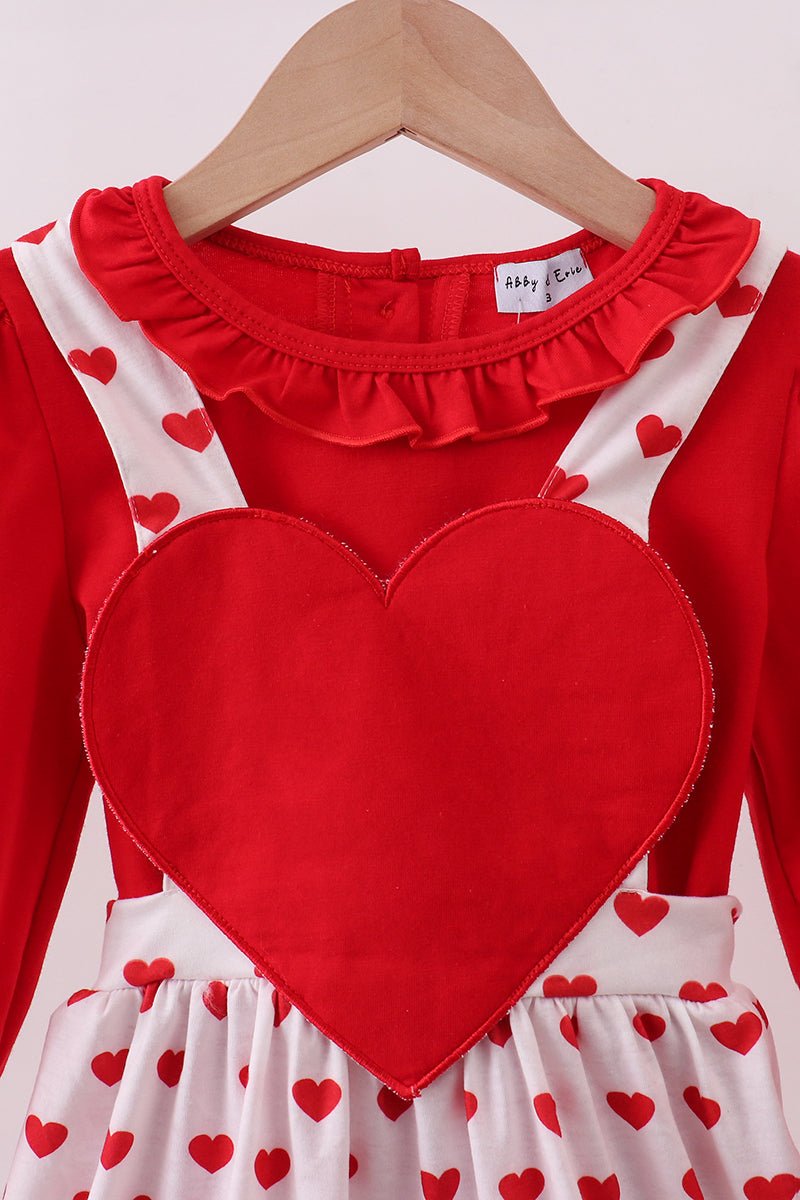 Red heart applique ruffle 2pc set - Abbies Place