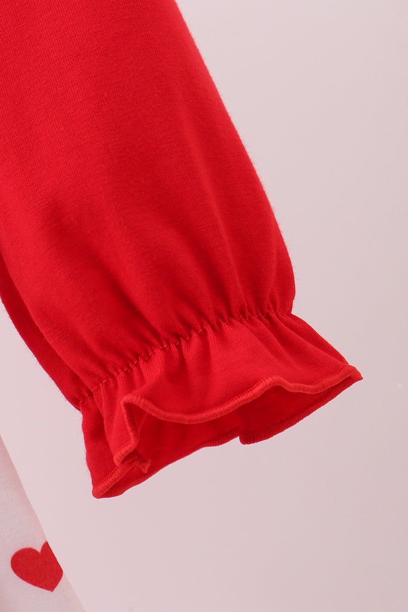 Red heart applique ruffle 2pc set - Abbies Place