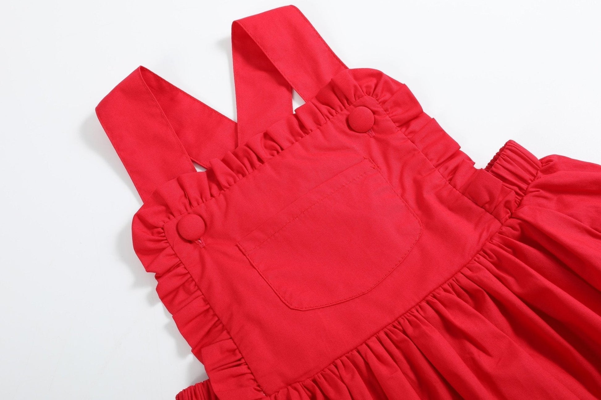 Red Ruffle Jumper Dress - Abbies Place