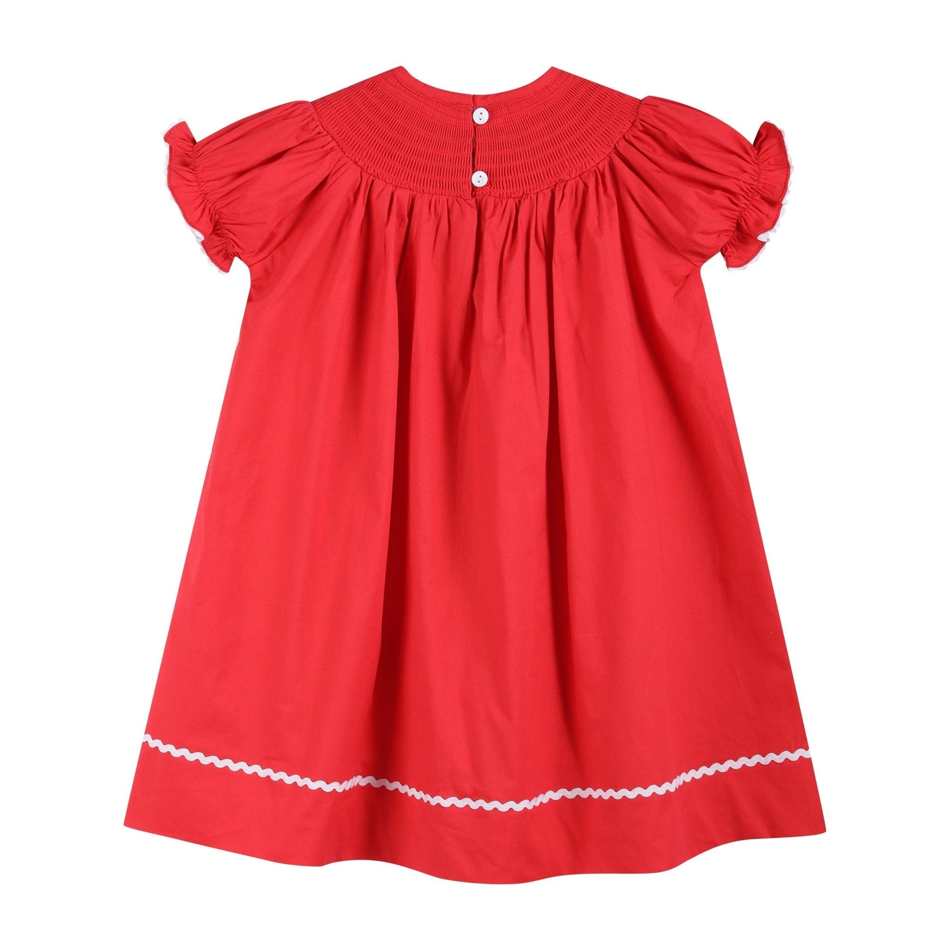 Red Santa Sleigh Bishop Dress - Abbies Place