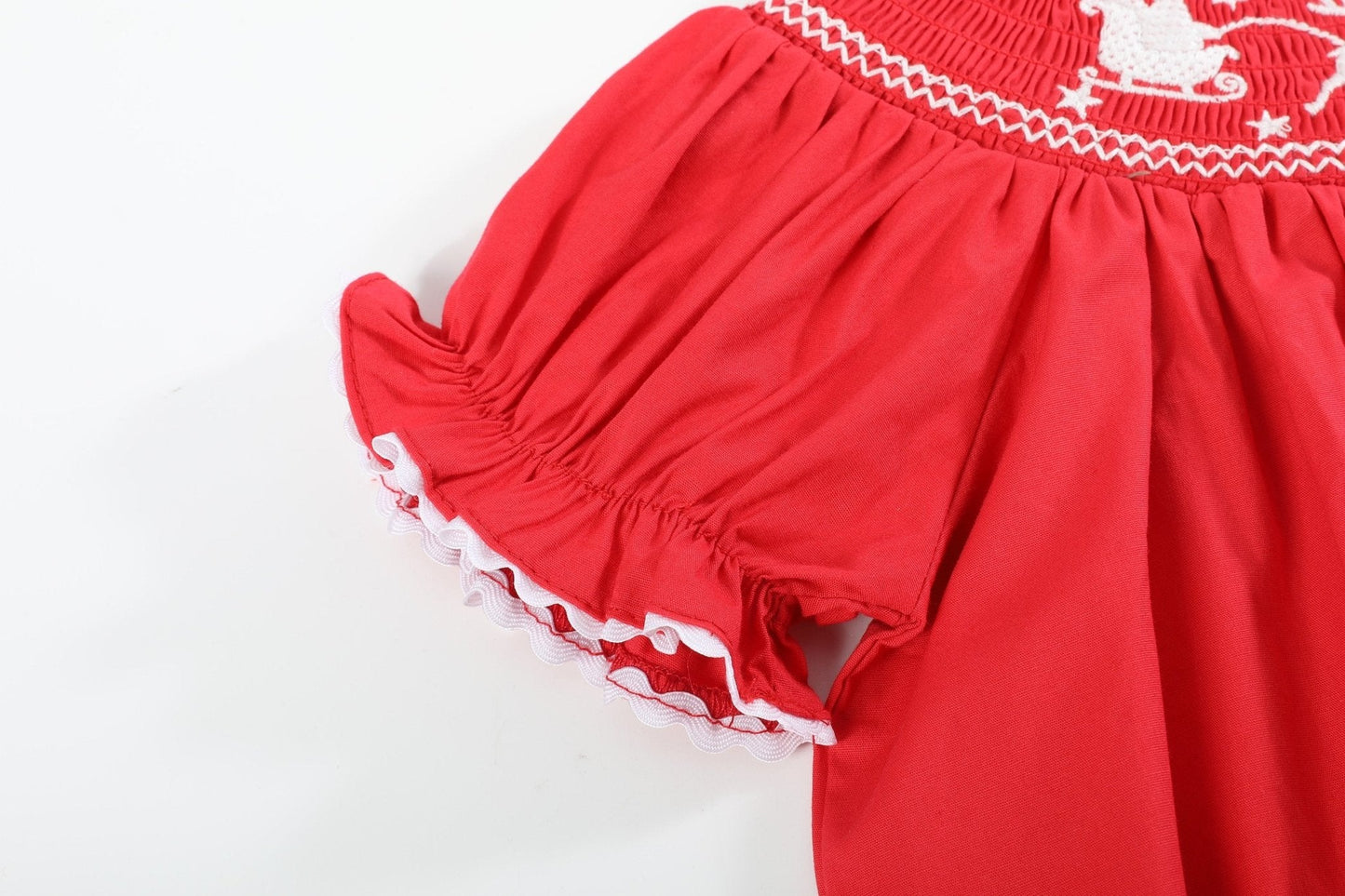Red Santa Sleigh Bishop Dress - Abbies Place