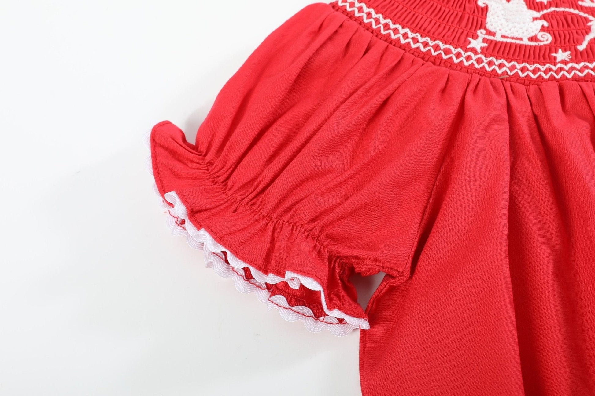 Red Santa Sleigh Bishop Dress - Abbies Place
