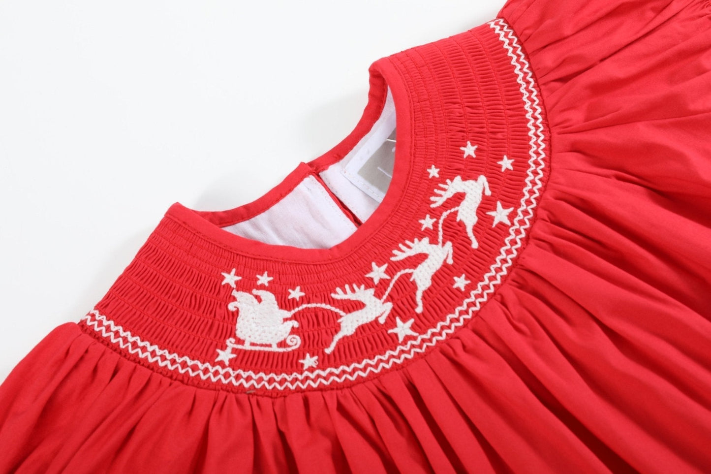 Red Santa Sleigh Bishop Dress - Abbies Place